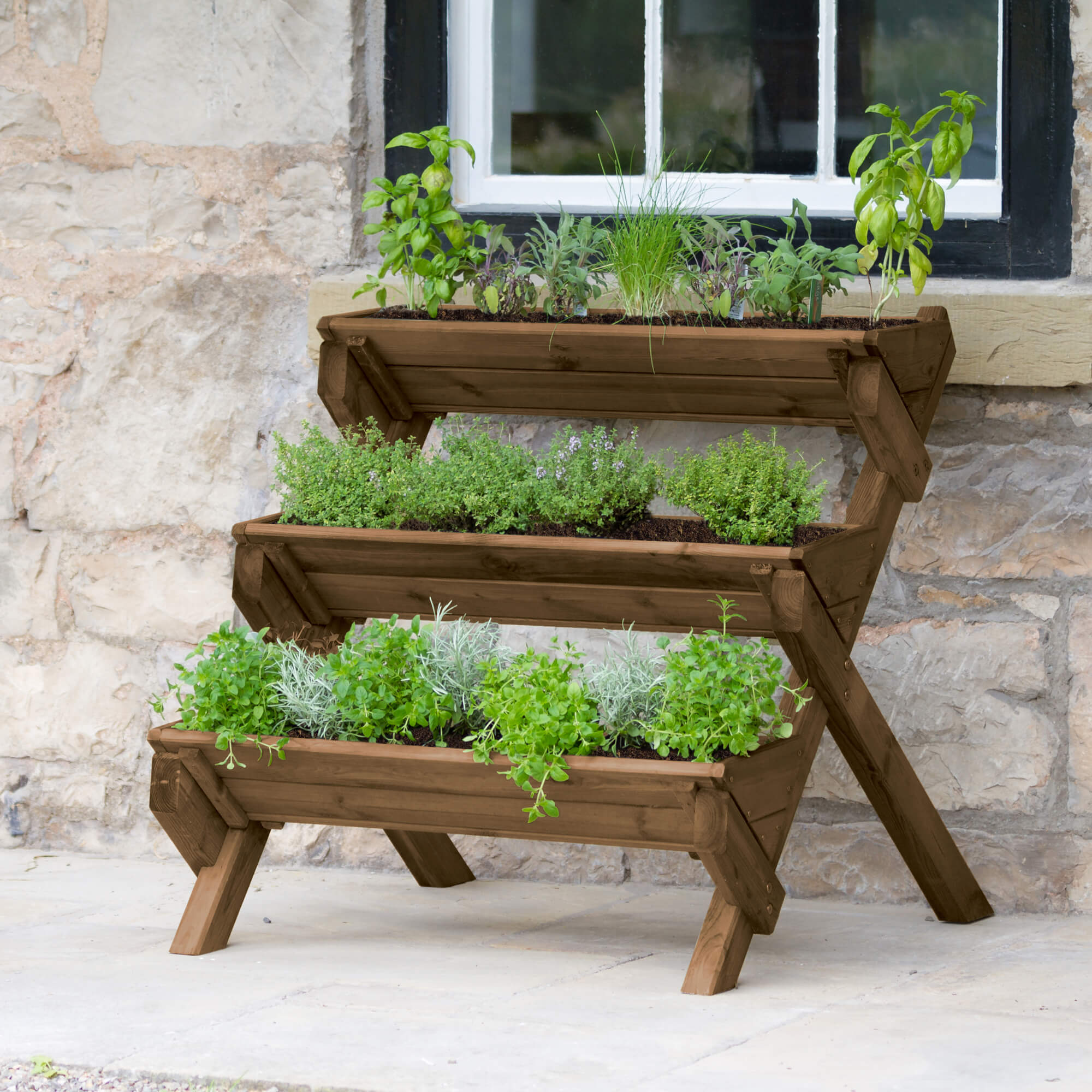 Stepped Herb Planter in Brown